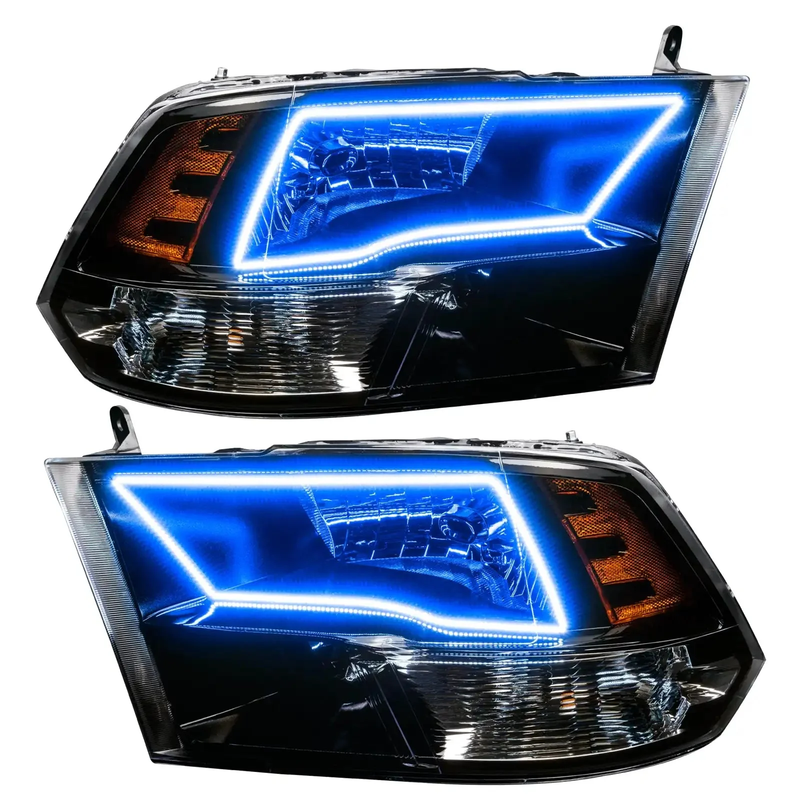 ORACLE Lighting 2009-2018 RAM ColorSHIFT Switchback Quad Pre-Assembled Halo Headlights - Black Housing - Image 9