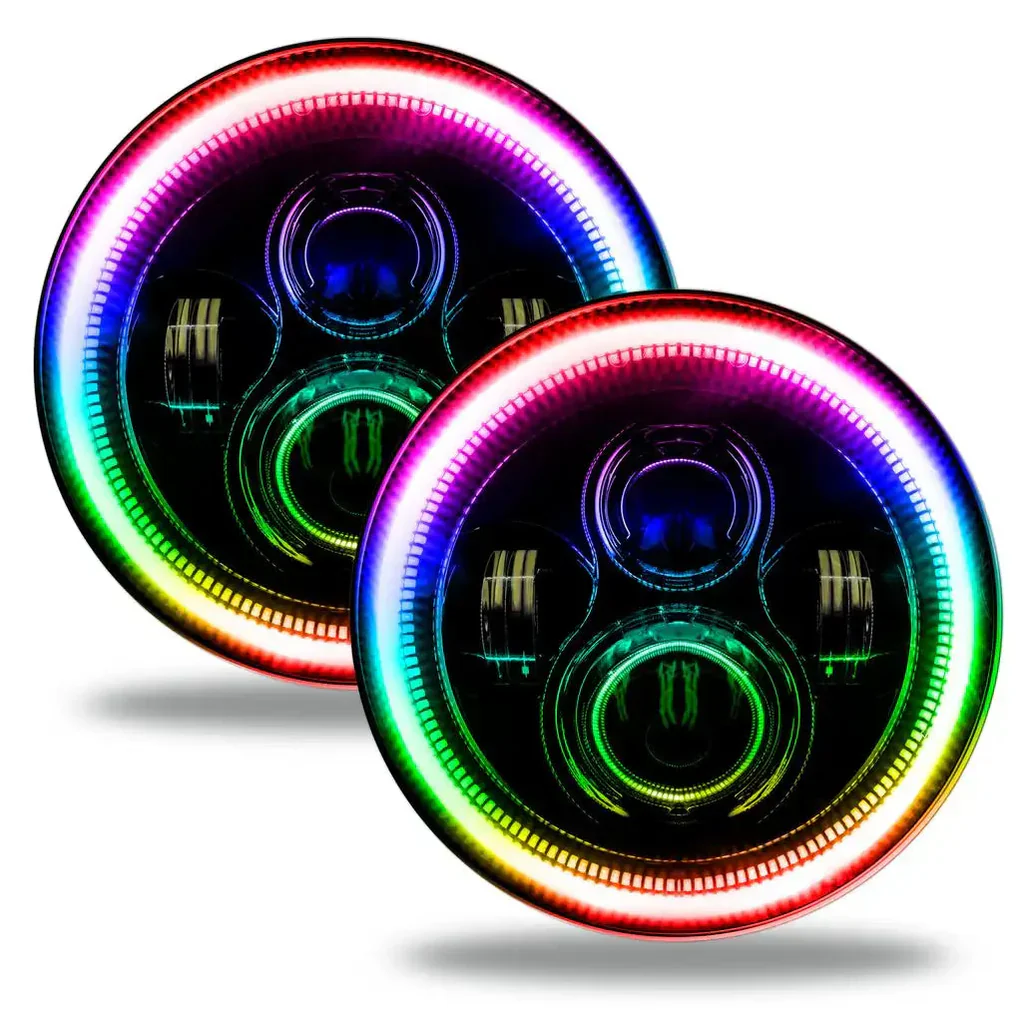 7" High Powered LED Headlights - Black Bezel - Dynamic RGB | ORACLE Outlet | GRADE B - Image 3