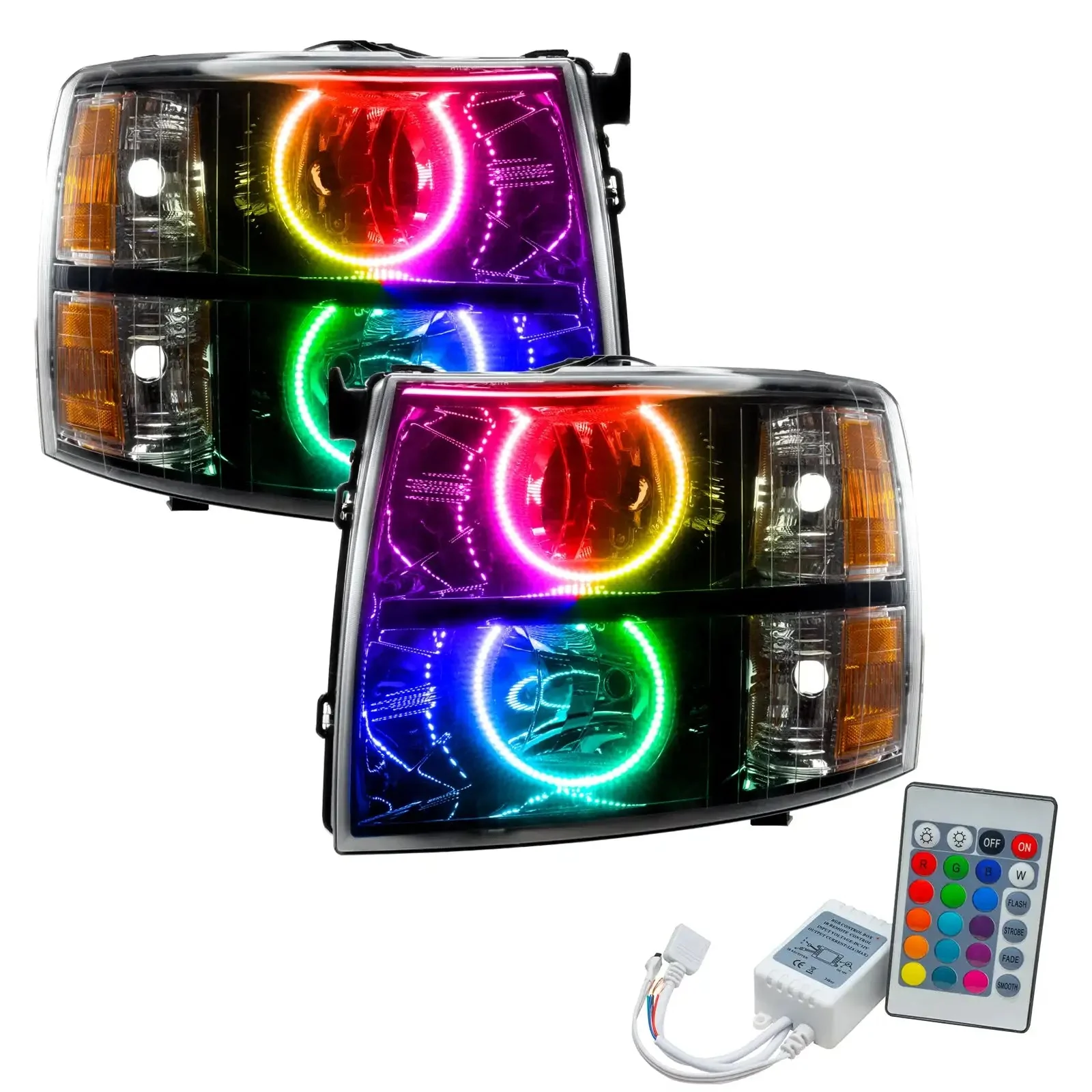 ORACLE Lighting 2007-2013 Chevrolet Silverado Pre-Assembled Halo Headlights - Black Housing - Image 12