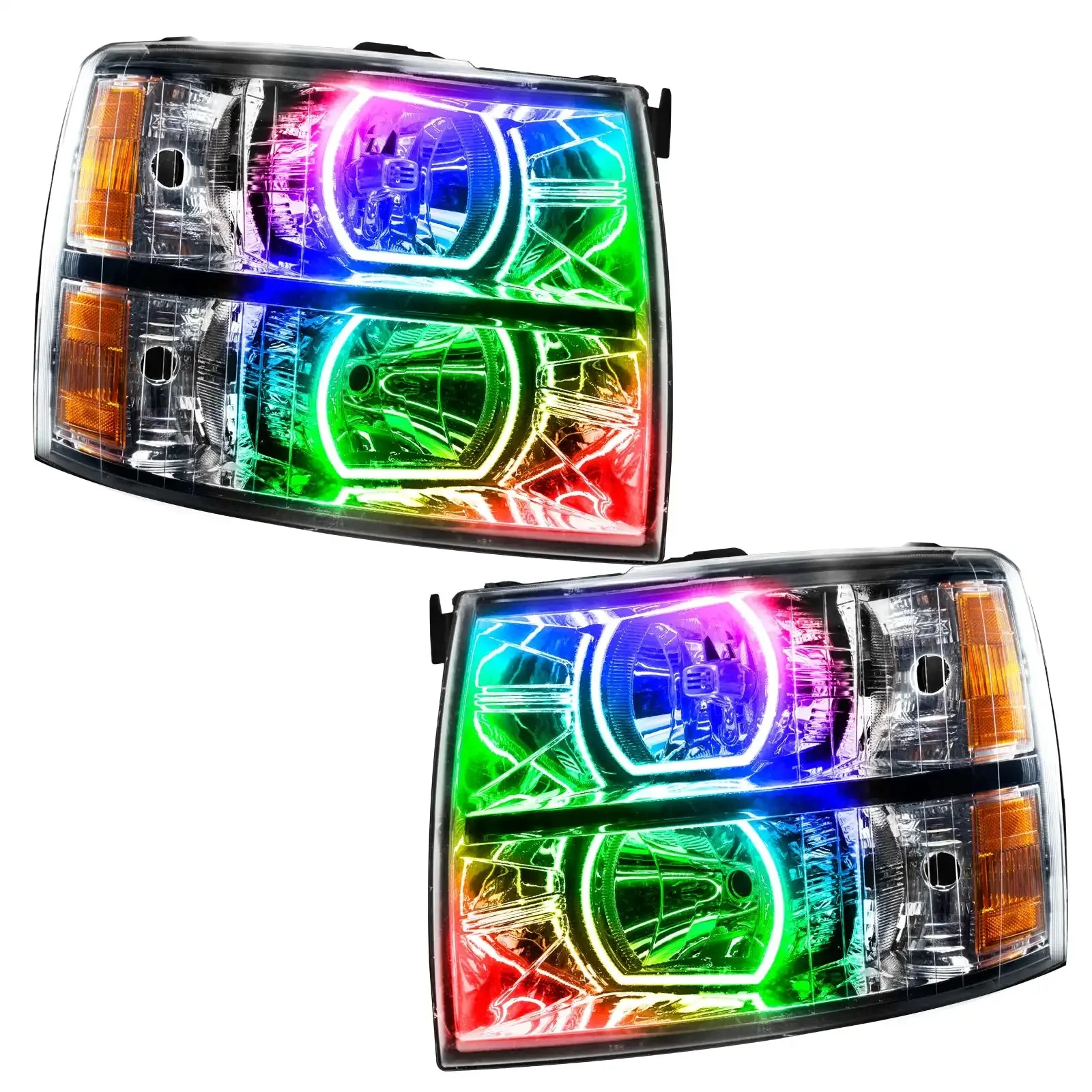 ORACLE Lighting 2007-2013 Chevrolet Silverado Pre-Assembled LED Square Style Halo Headlights - (Chrome Housing) - Image 6