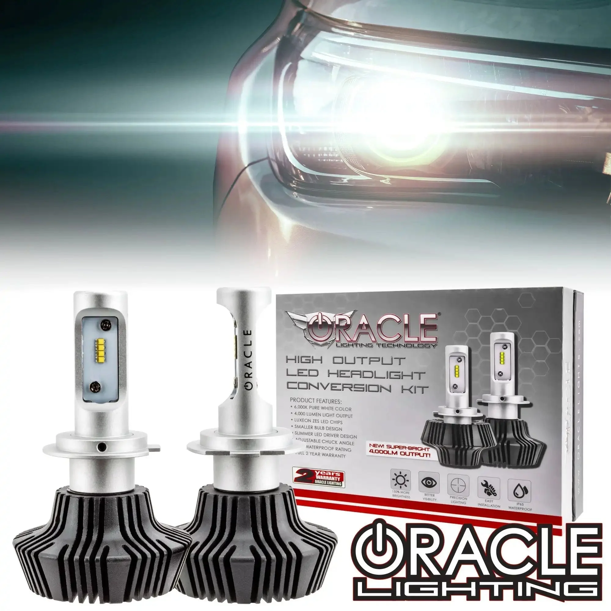ORACLE Lighting H7 - 4,000+ Lumen LED Light Bulb Conversion Kit (High Beam)
