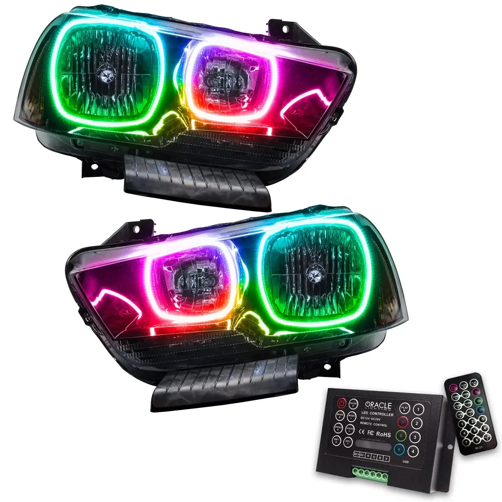 ORACLE Lighting 2011-2014 Dodge Charger Pre-Assembled Halo Headlights - Non HID - Black Housing - Image 10