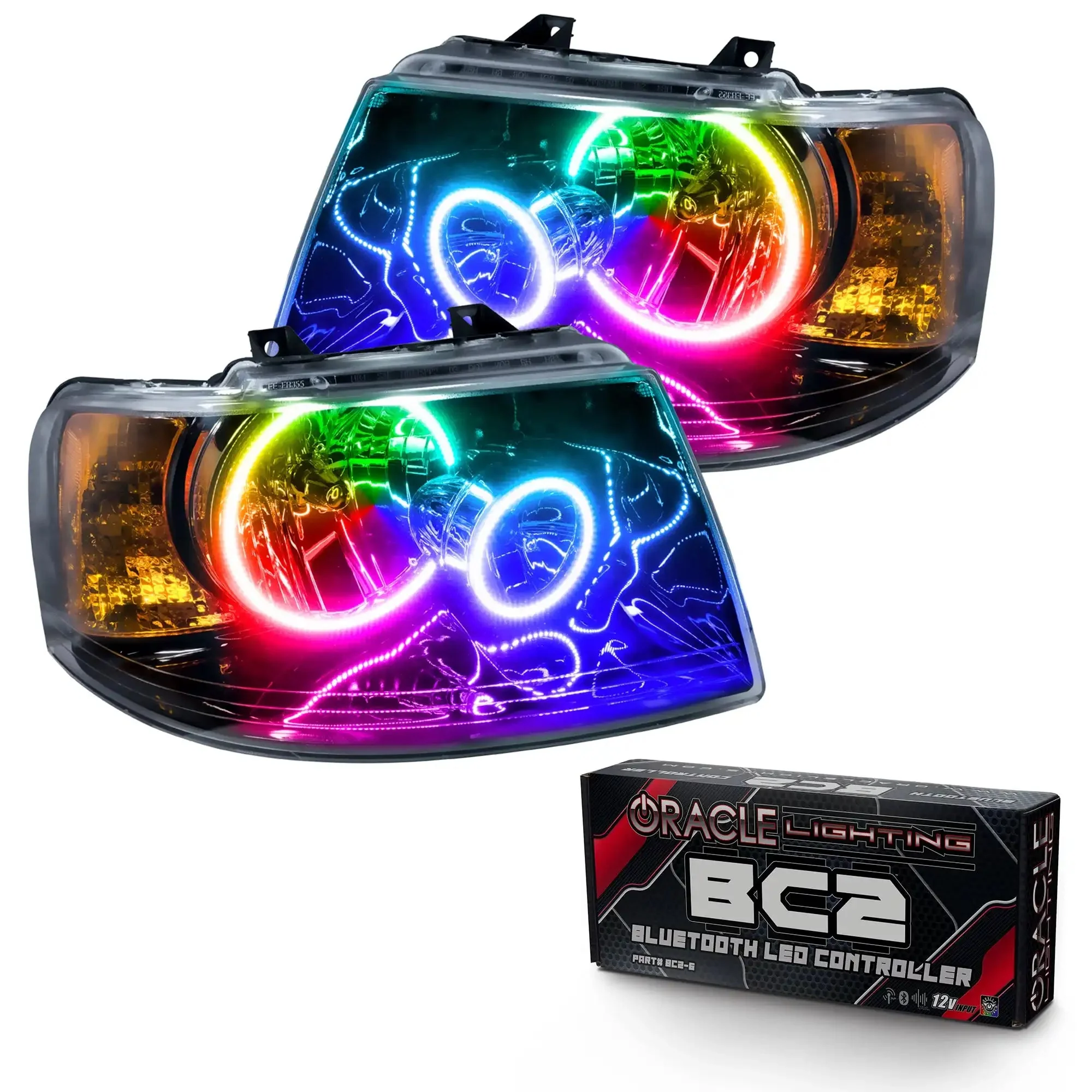 ORACLE Lighting 2003-2006 Ford Expedition Pre-Assembled Halo Headlights - Black Housing - Image 11