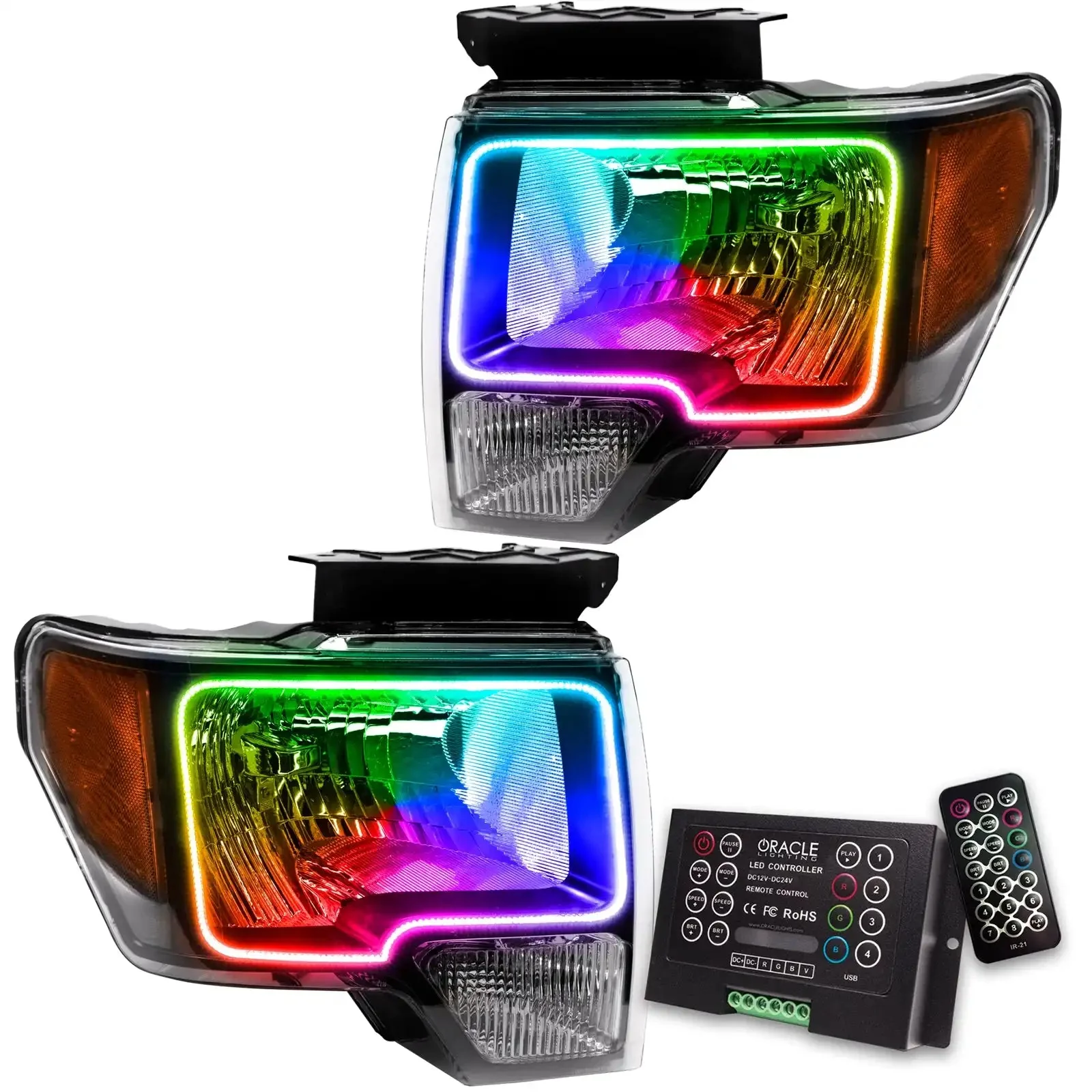 ORACLE Lighting 2009-2014 Ford F-150 Pre-Assembled Halo Headlights - Non HID - Chrome Housing - Image 10