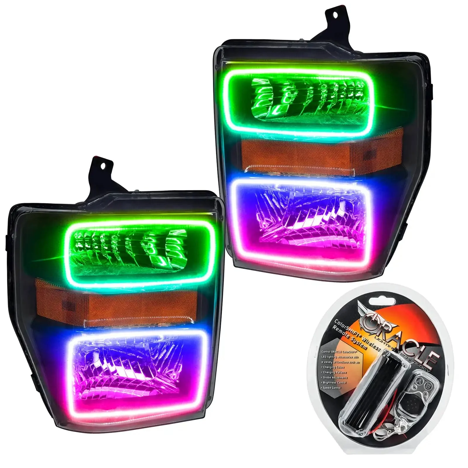 ORACLE Lighting 2008-2010 Ford F-250/F-350 Super Duty Pre-Assembled Halo Headlights - Black - Image 9