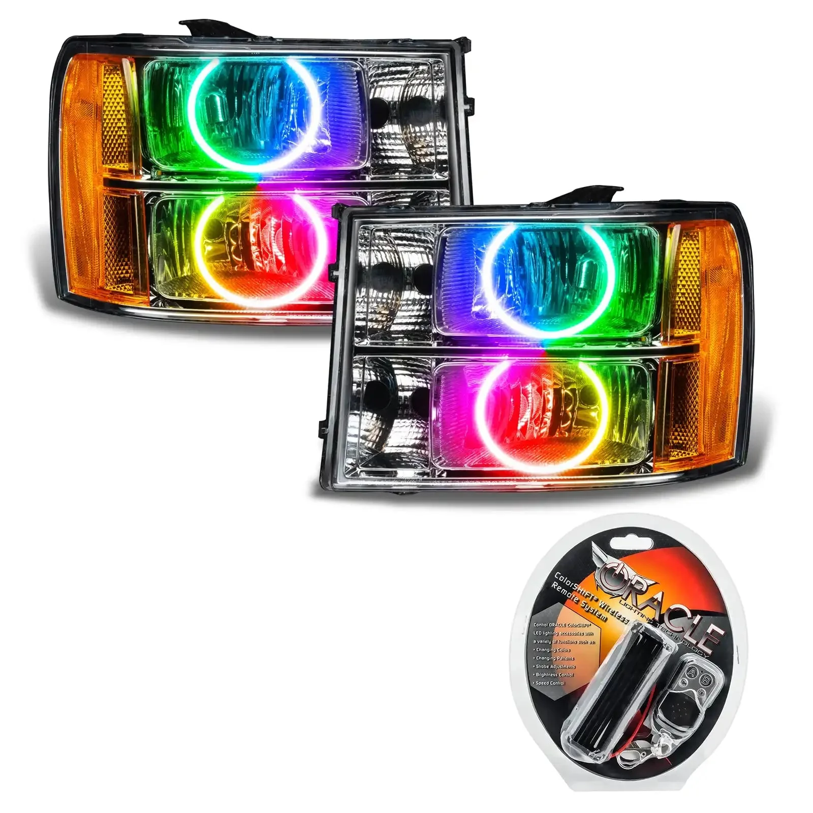 ORACLE Lighting 2007-2013 GMC Sierra Pre-Assembled Halo Headlights - Round Ring Design - Image 11