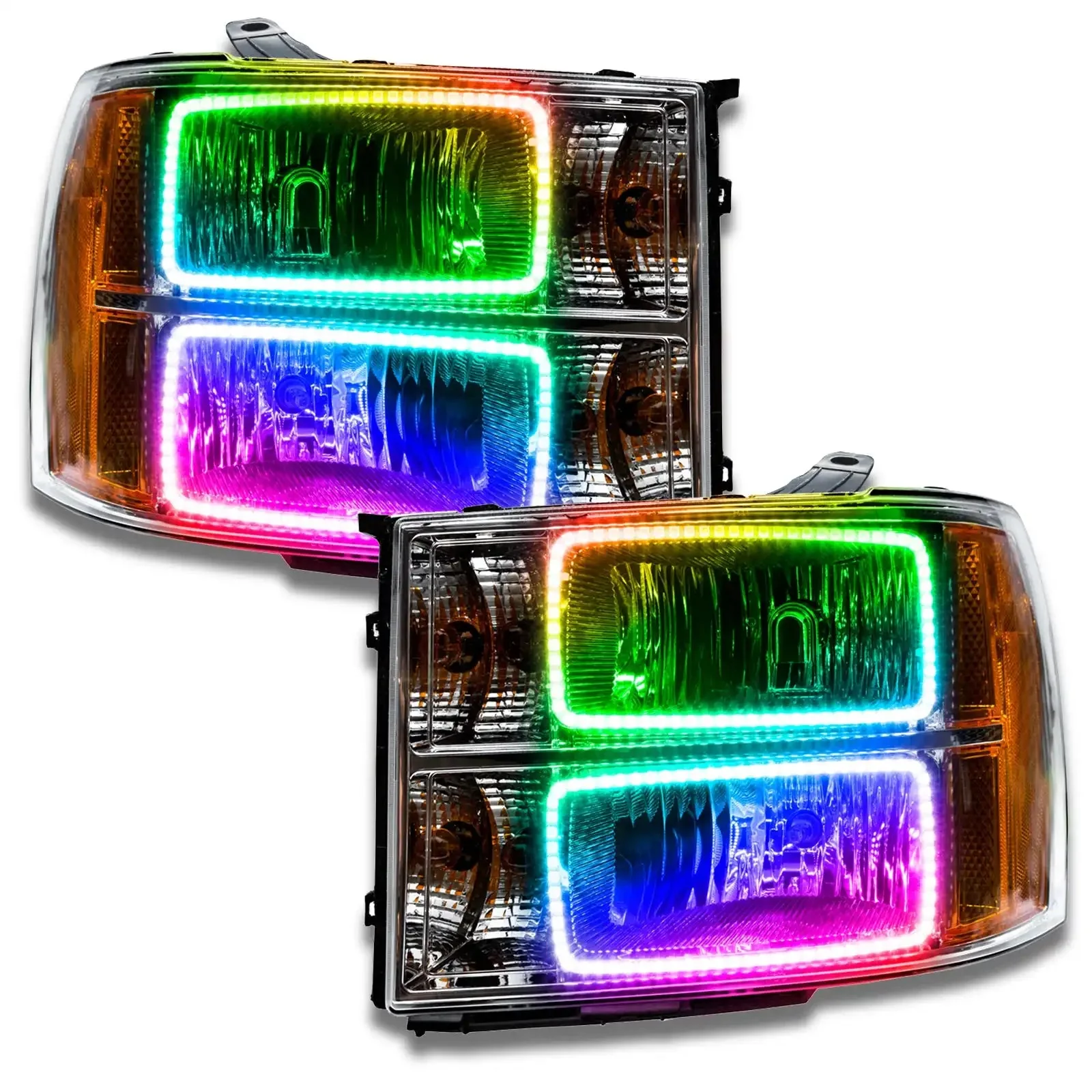 ORACLE Lighting 2007-2013 GMC Sierra Pre-Assembled Halo Headlights - (Square Ring Design) - Image 7