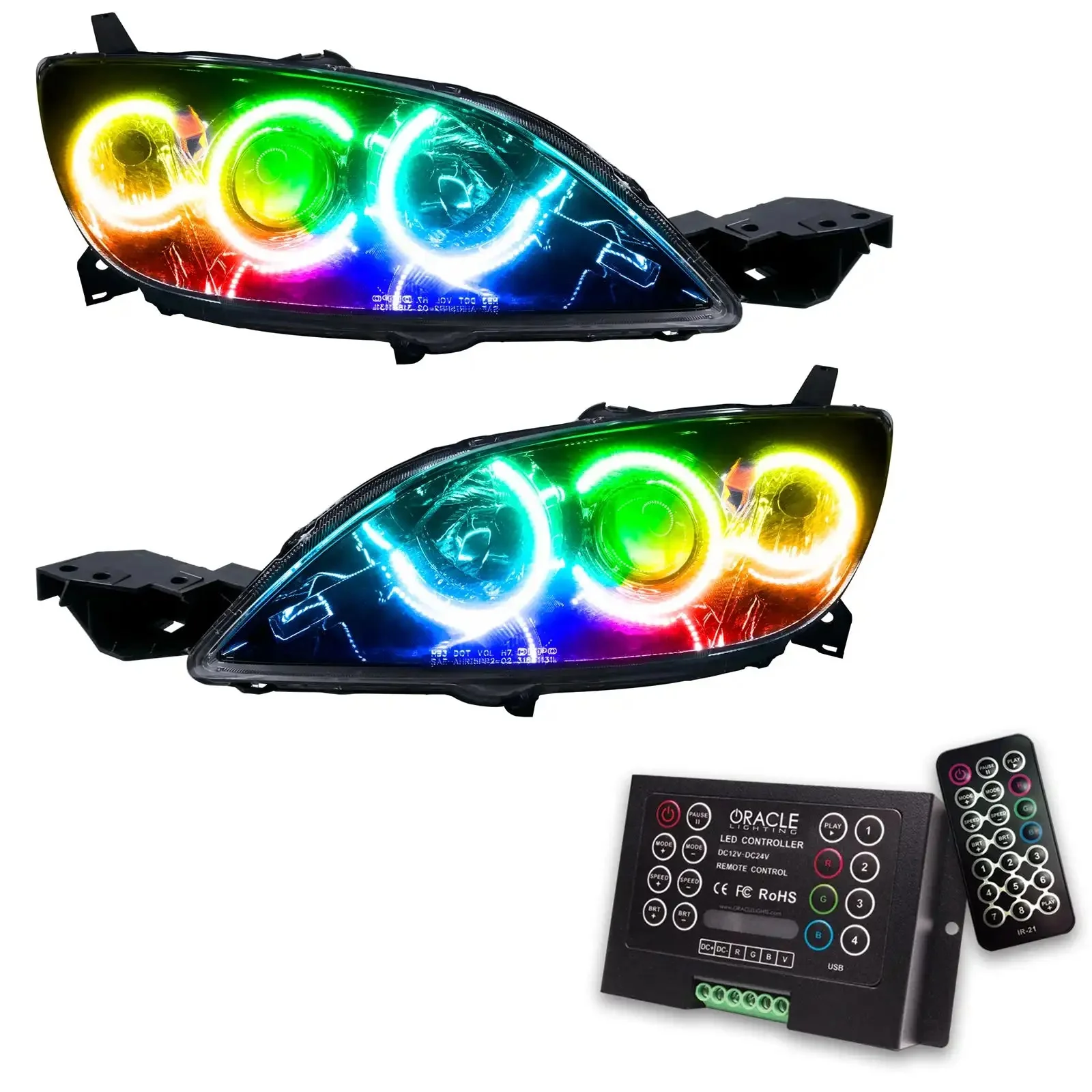 ORACLE Lighting 2004-2009 Mazda 3 Pre-Assembled Halo Headlights - 4DR HALOGEN STYLE - Image 10