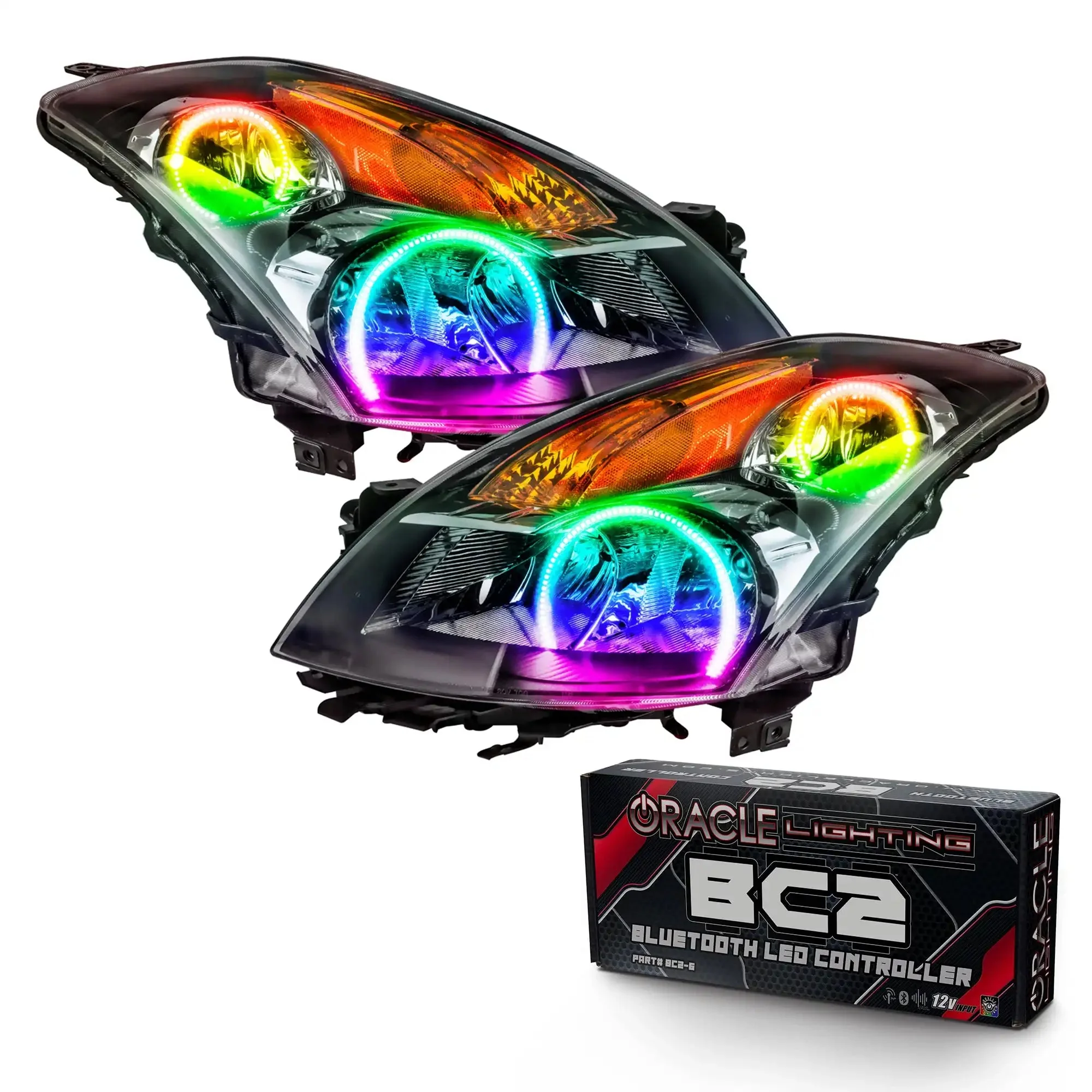 ORACLE Lighting 2007-2009 Nissan Altima Sedan Pre-Assembled Halo Headlights - Black Housing (Halogen) - Image 10