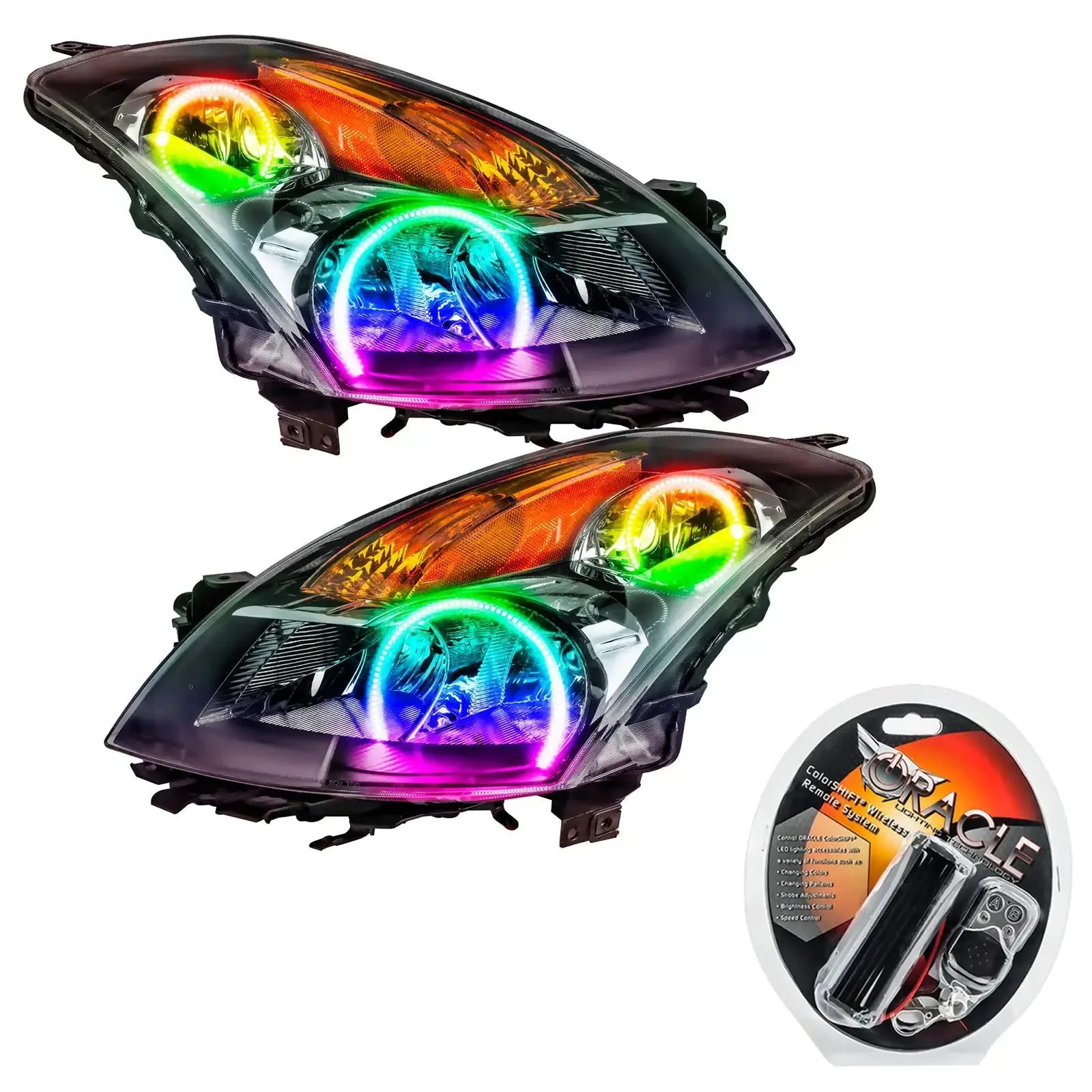 ORACLE Lighting 2007-2009 Nissan Altima Sedan Pre-Assembled Halo Headlights - Black Housing (Halogen) - Image 8