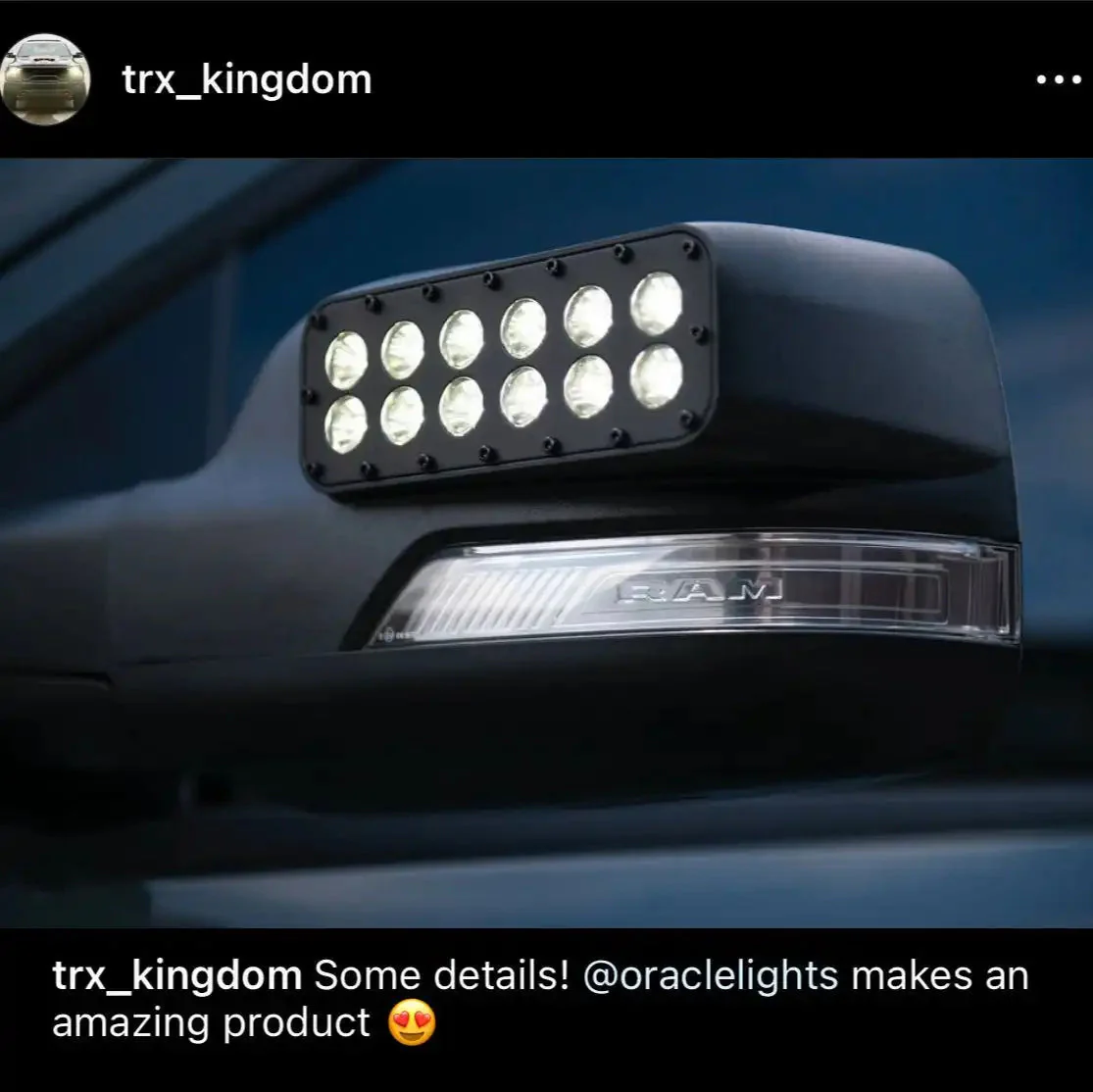2019-2026 RAM 1500 DT LED Off-Road Side Mirror Ditch Lights - Image 4