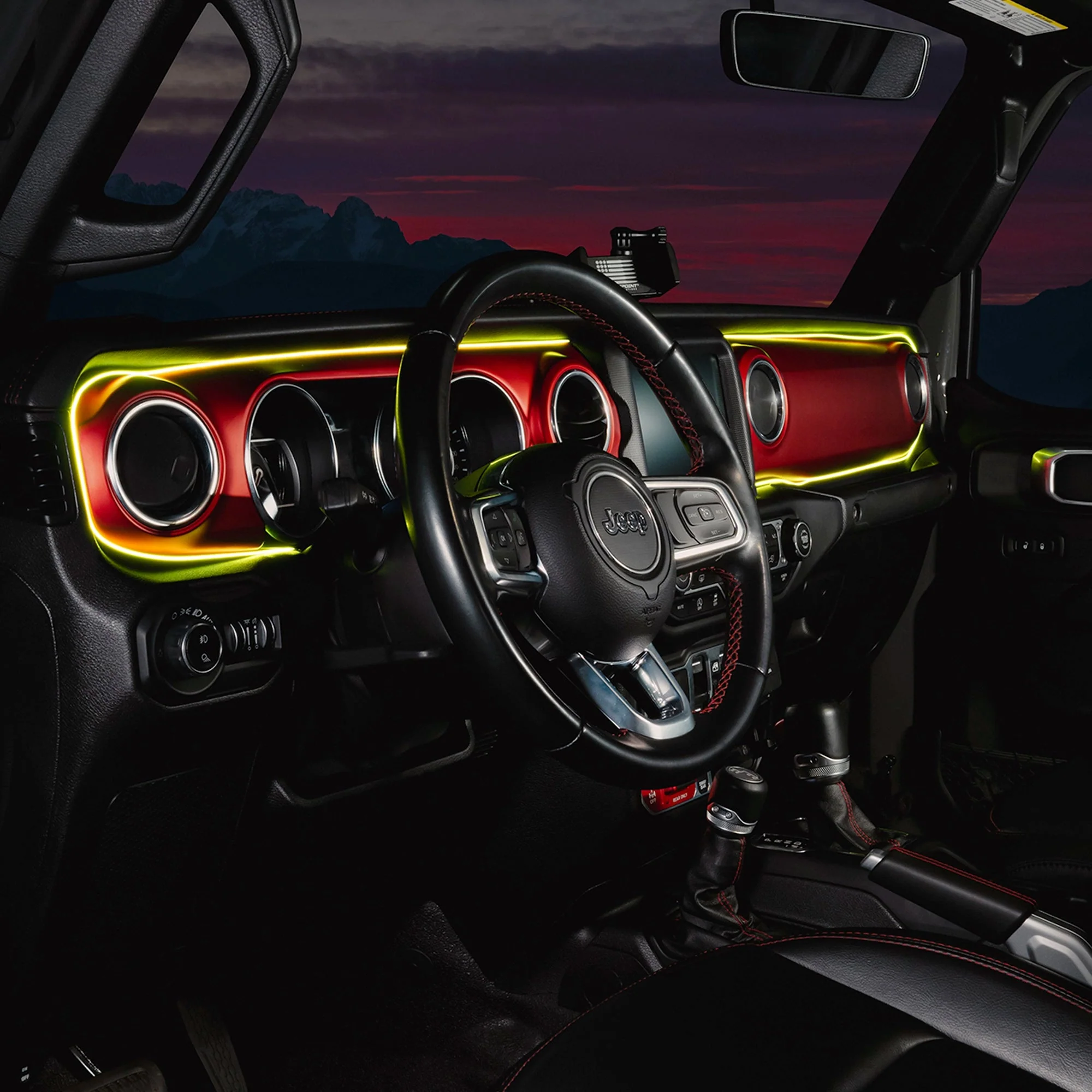 2018-2023 Jeep Wrangler JL/Gladiator JT Dynamic ColorSHIFT LED Interior Dash Board Kit - Image 23