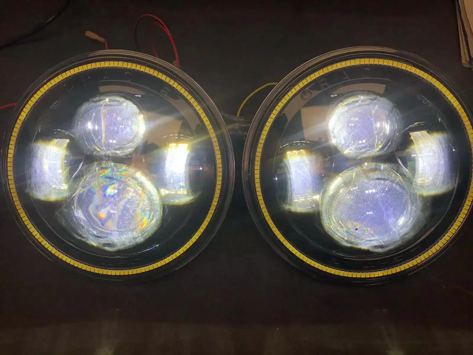 USED ORACLE 7" HIGH POWERED BLACK LED HEADLIGHTS WITH WHITE LED HALOS 5769-001 | ORACLE Outlet | GRADE B - Image 9