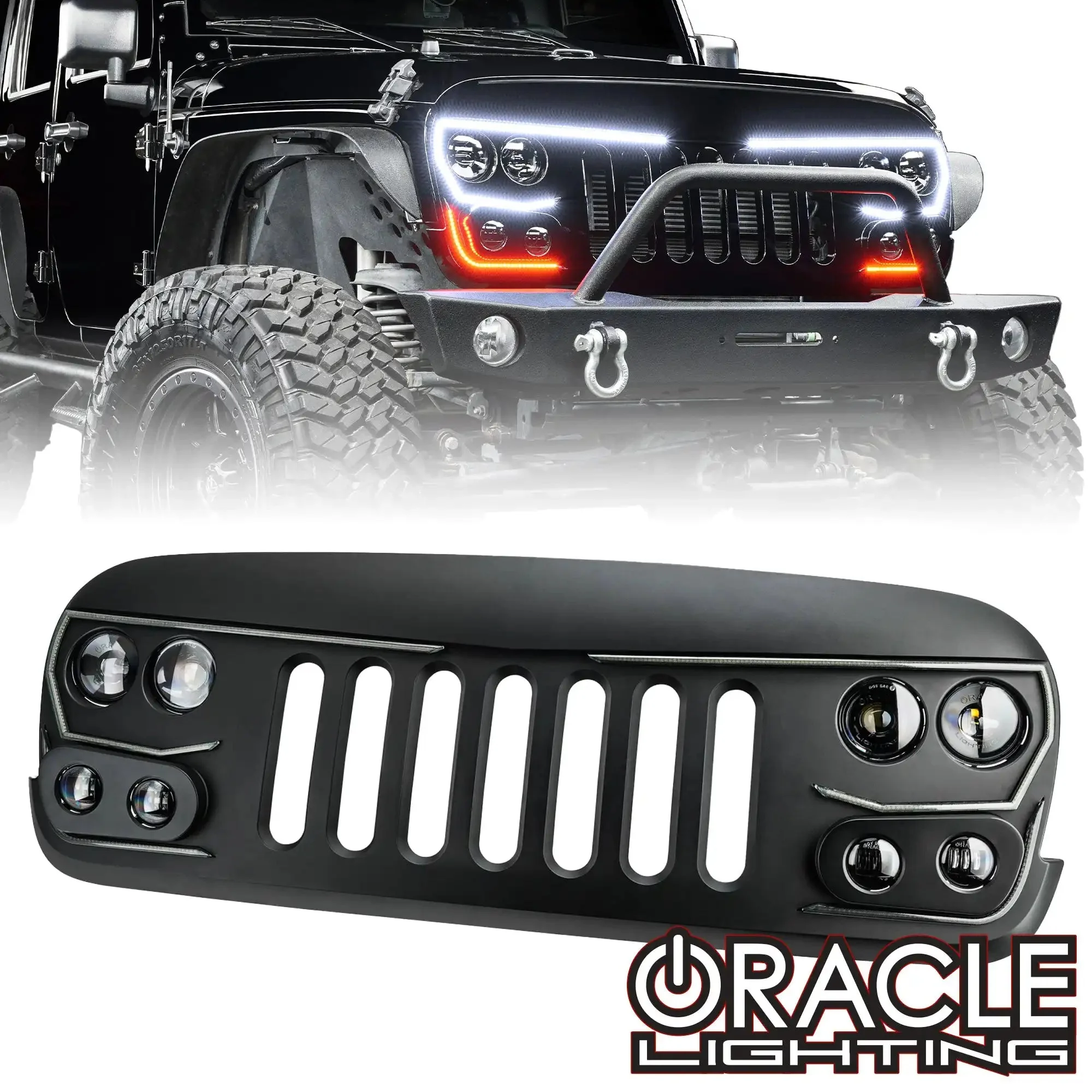 2007-2017 Jeep Wrangler JK VECTOR Pro Series II Full LED Grill - Integrated Headlights & DRL